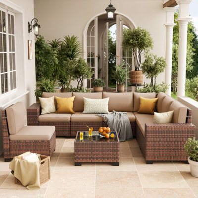 2-Person Outdoor Seating Group With Cushions And  Coffee Table by Ebern Designs