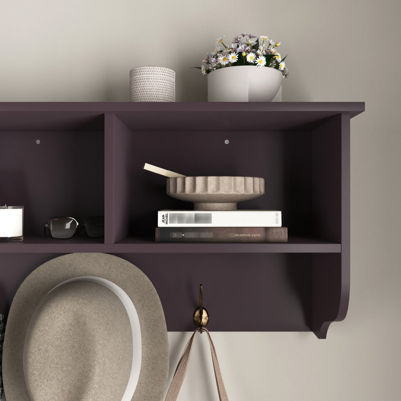 Coat Rack With 4 Dual Hooks And Panel Storage Wall Mounted Shelf Work