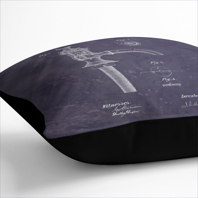 Water Faucet Tap Patent Dark Scatter Cushion, Black, 40cm H x 40cm W x 15cm D