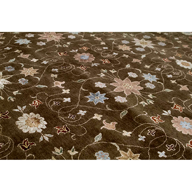Tapis brun et doré de haute qualité noué à la main