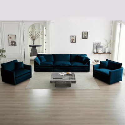 Modern Style 3-Piece Sofa Set With Round Arms, Flexible Combinations For Living Room, Comfortable And Stylish Seating Solution