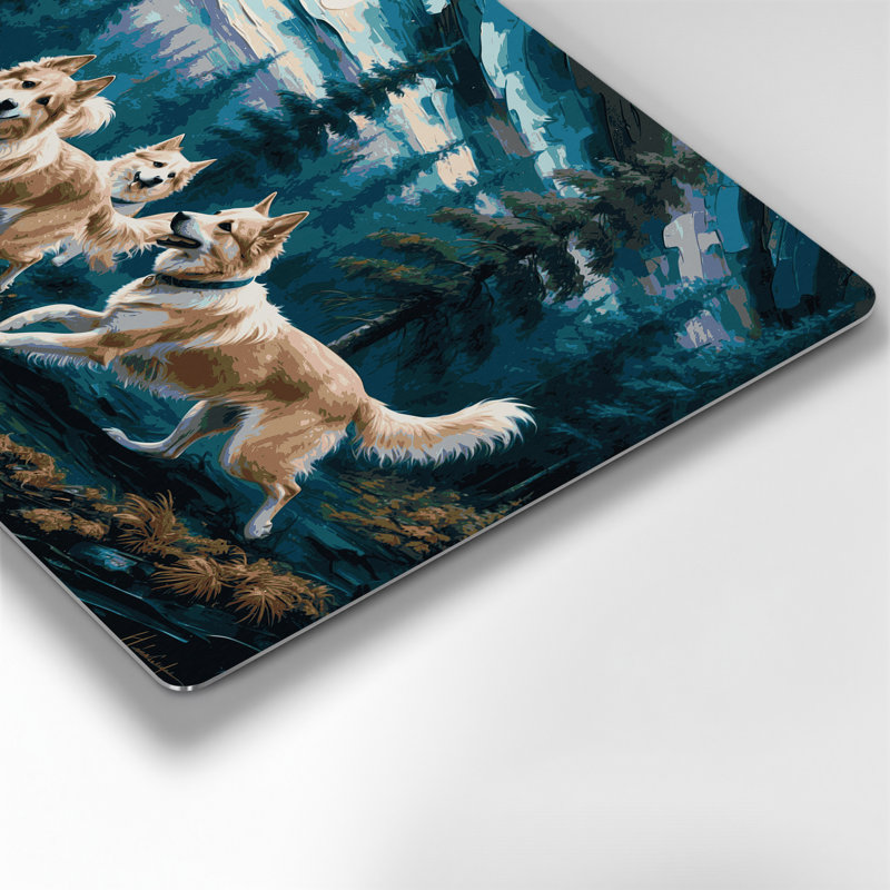 Chiens, art mural gris en métal Buhund, H 11 po x l 14 po