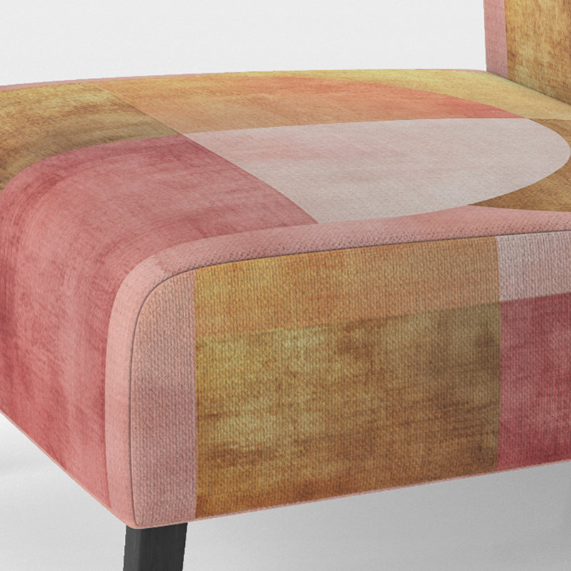 Fauteuil de chambre abstrait moderne tapissier - contemporain Flow I - rose et doré Arcs VI, Slipper Armless