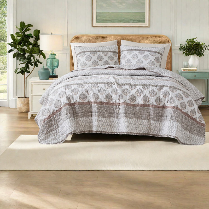 Ensemble de literie en coton matelassé réversible