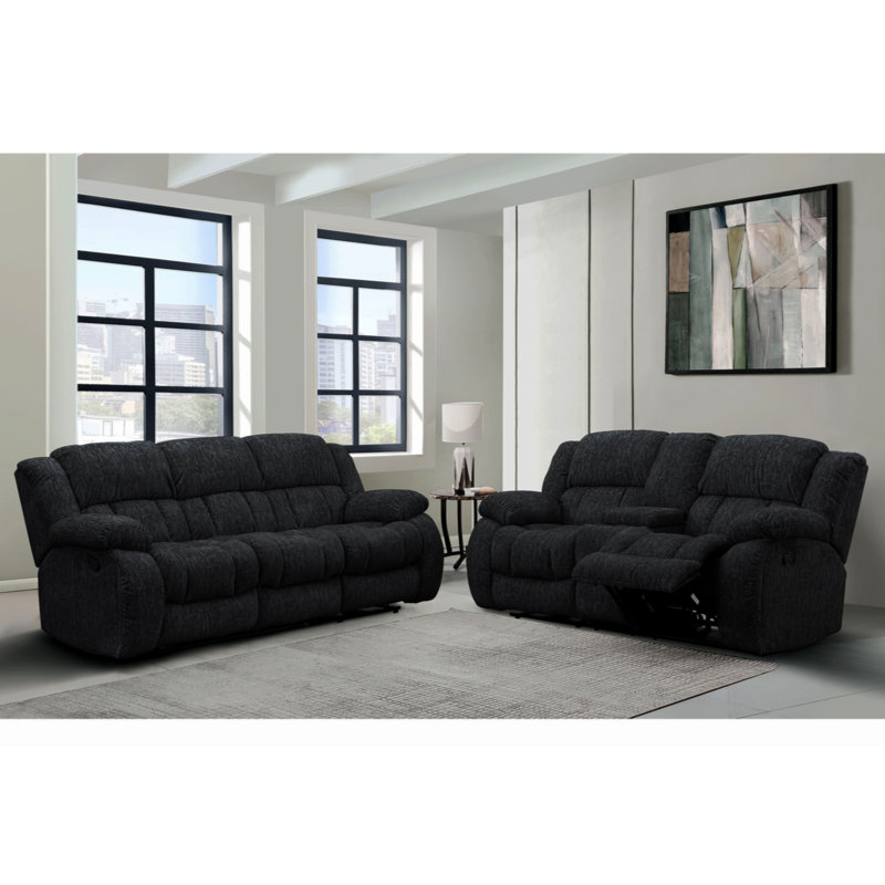 STONIC CONSOLE RECLINING LOVESEAT, Black