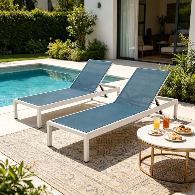 CAPE CORAL KD CHAISE LUNGE BLANC (ensemble de 2), White/Blue
