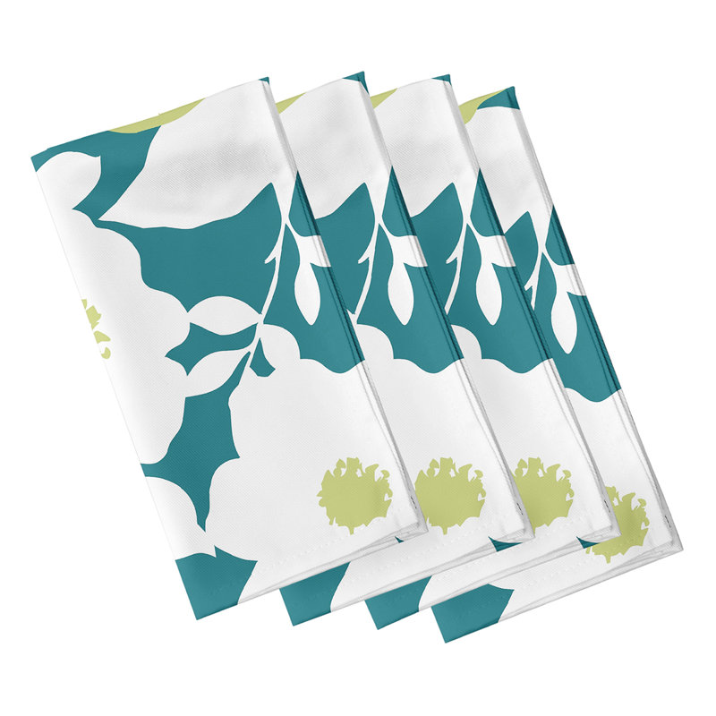 Chatrine Mod floral Napkins, Teal
