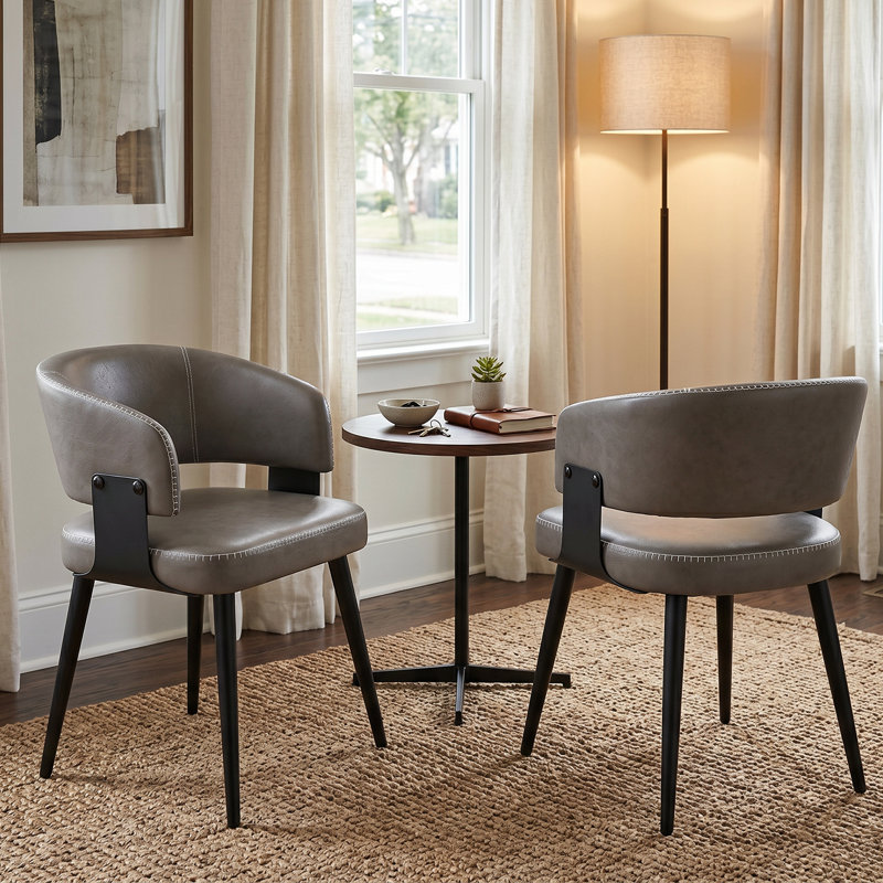 Modern Faux Leather Waterproof Upholstered Dining Chairs Set of 4 with Metal Legs, Mid-Century Kitchen Side Chairs, 4