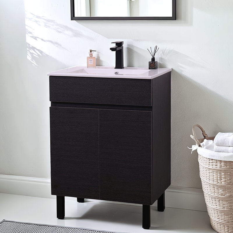 Ensemble de meuble-lavabo simple 24 po noir moderne