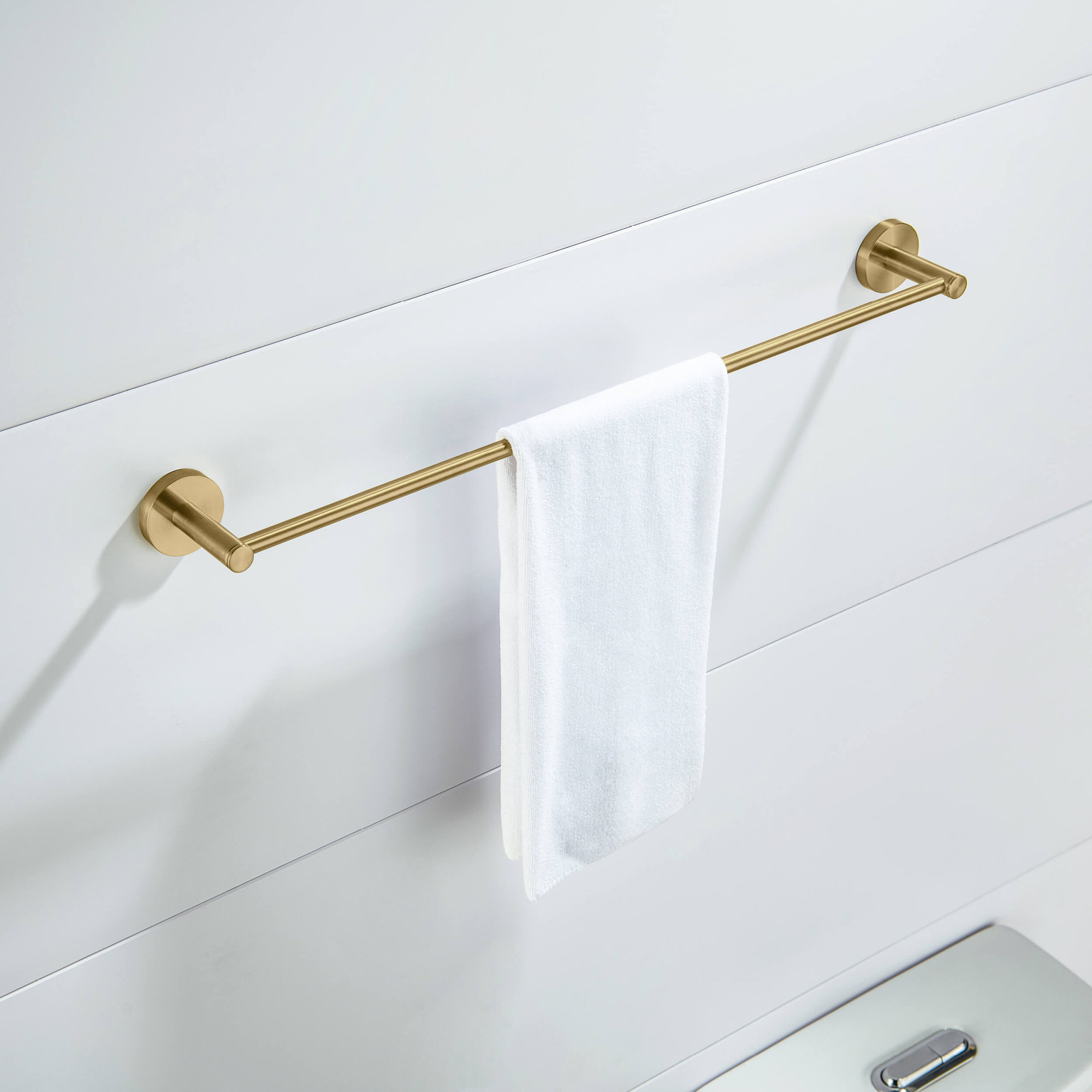 Wall Mounted Towel Bar, 2.13" H x 24" W x 2.88" D, Brushed Brass