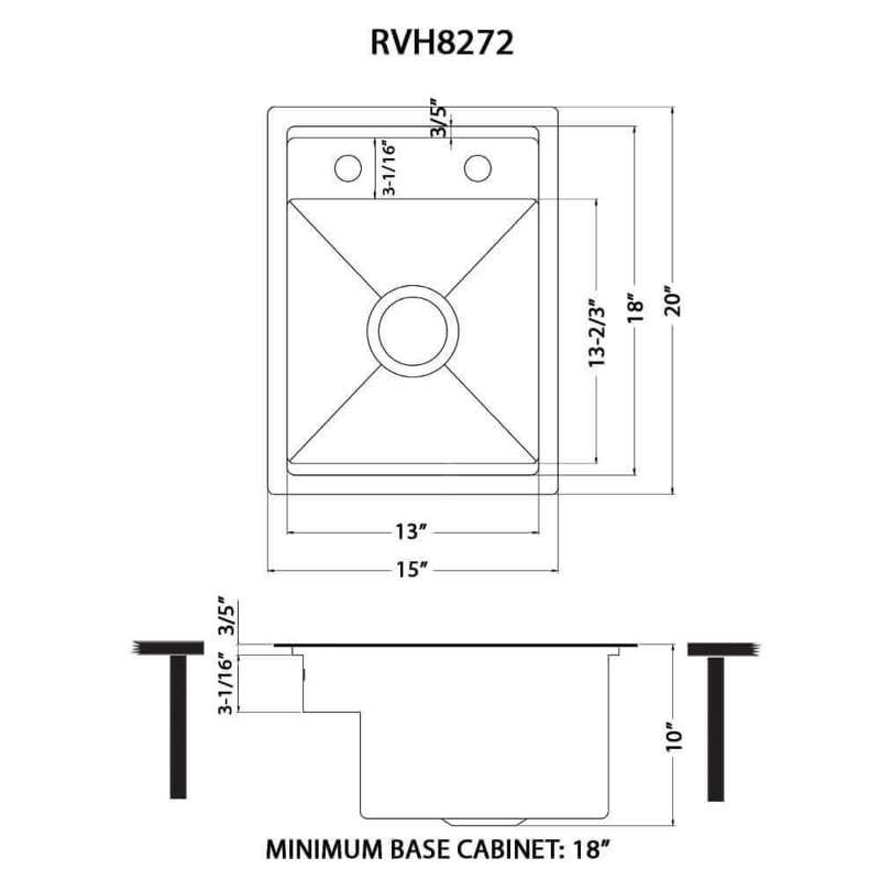 Ruvati 20 inch Stainless Steel RV Sink With Concealed Faucet and Soap Dispenser, Black