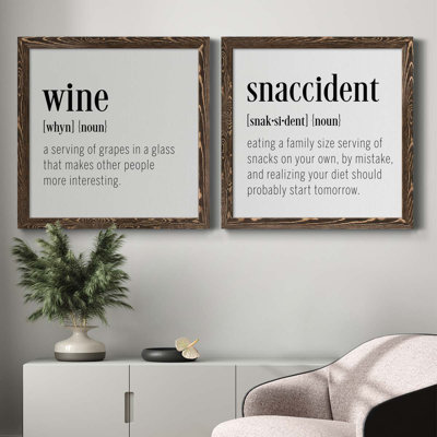 «Wine Définition», ensemble de 2 encadrements d'art textuel sur toile