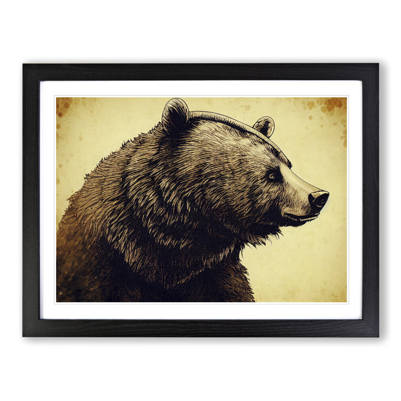 Glorious Bear - Framed Print, Black, 25cm H x 34cm W x 2cm D