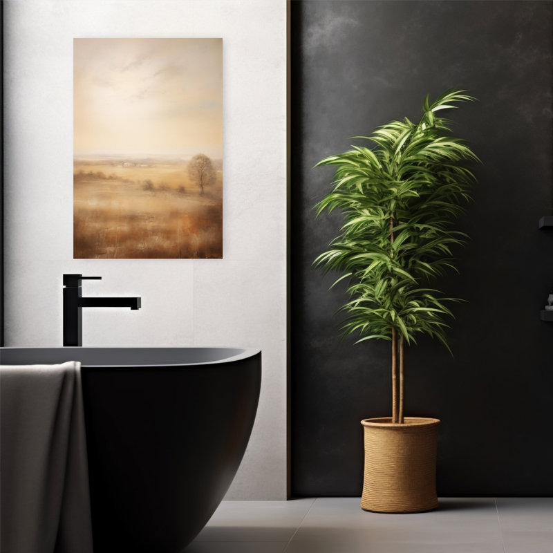 Arbre brumeux, art minimaliste pacifique abstrait, H 24 po x l 16 po