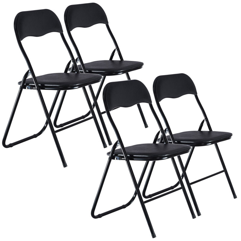 Andaluss Velvet Padded Stackable Folding Chair Folding Chair Set, Black