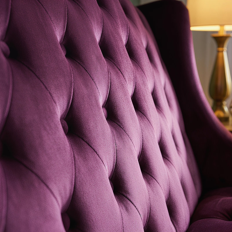 Causeuse luxueuse en velours avec capitonnage à motif de losanges, 2 places, douce et durable Luxury Raisin, Raisin