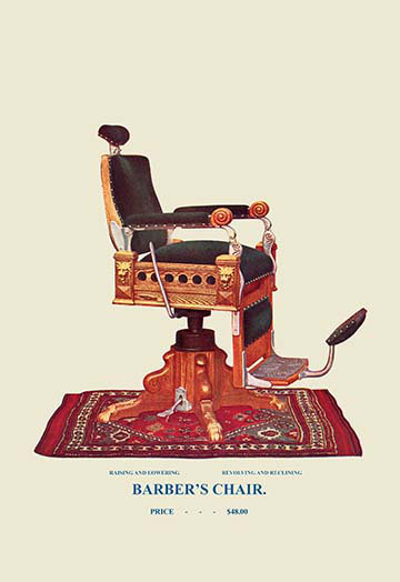 Chaise de barber #92, impression, H 42 po x l 28 po x P 1,5 po