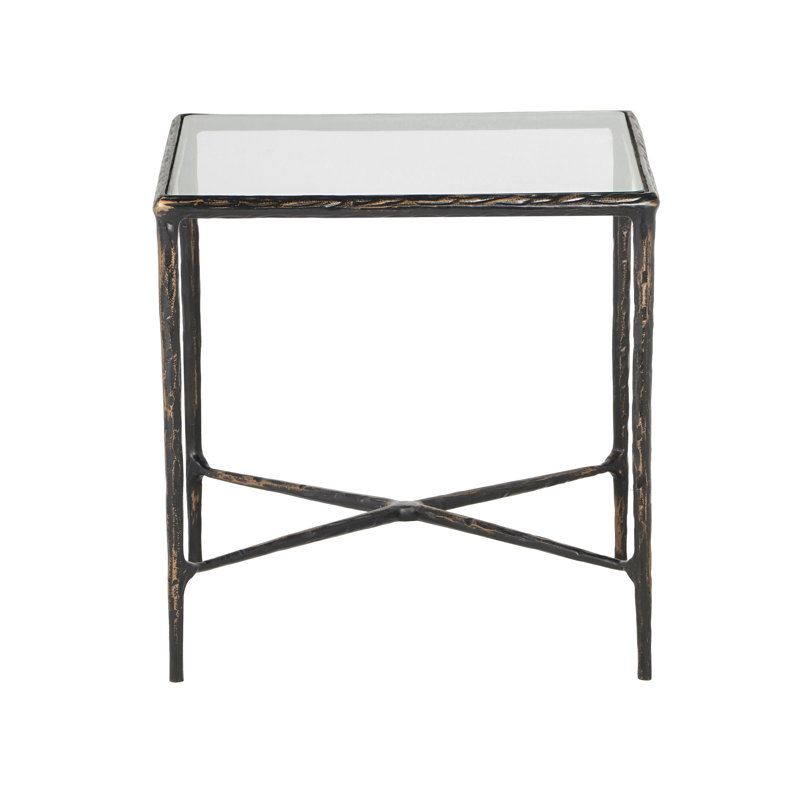 Naquita Modern Bronzed Metal Square Side Table