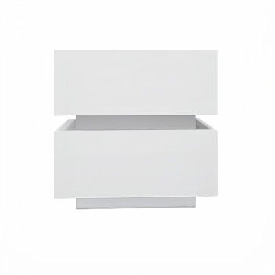 White Color High Glossy 2 Drawers Bedside Table With RGB Led Light Nightstand With Bluetooth Control