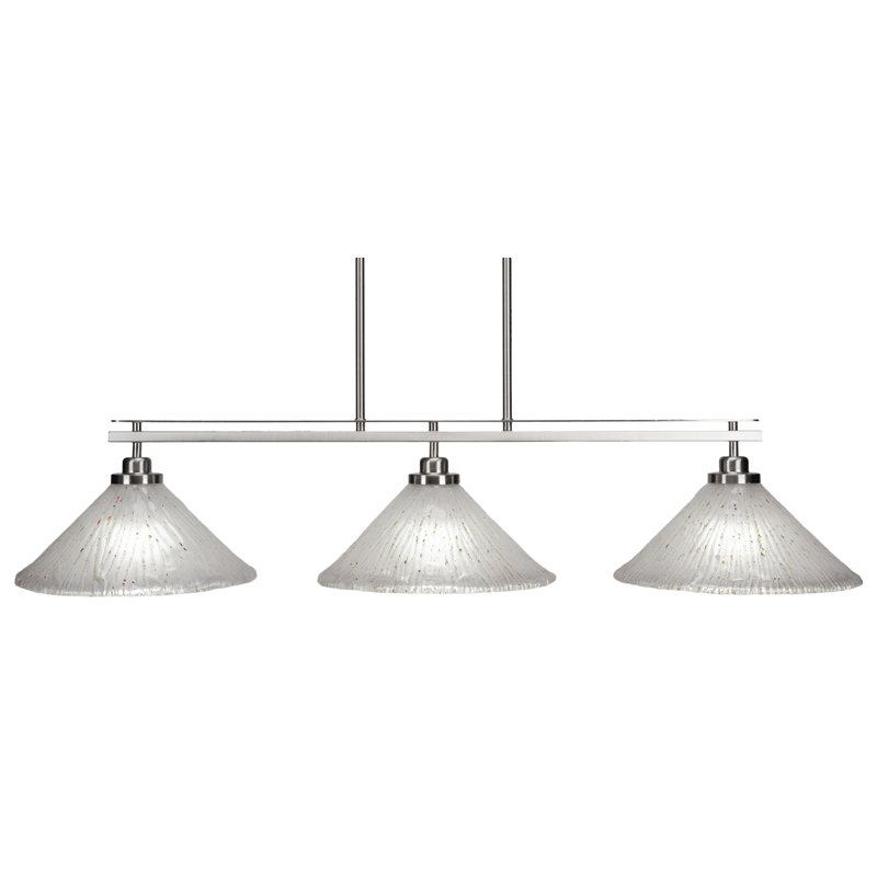 Luminaire pour îlot de cuisine 3 lumières Odyssey, Gris clair, H 8,75 po x l 44,5 po x P 12 po, Nickel brossé