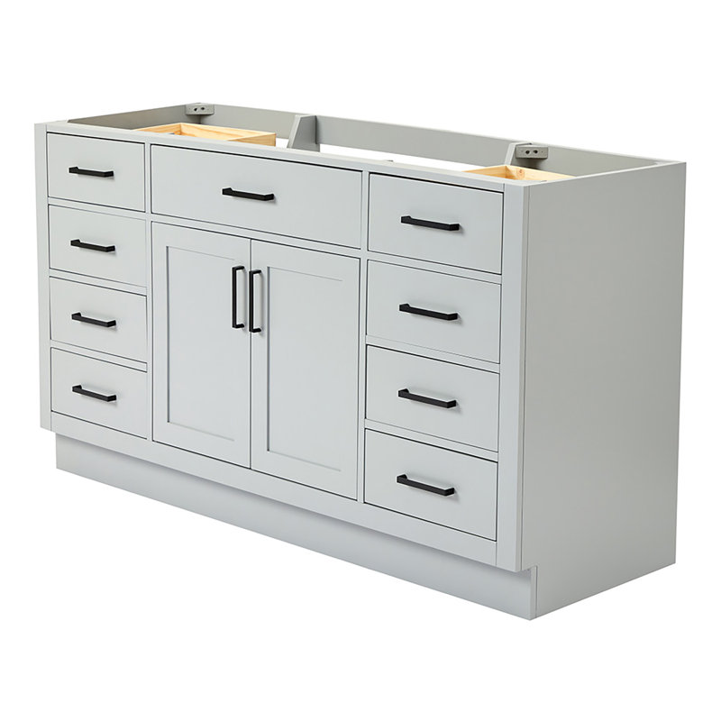60" Single Sink Bathroom Vanity, Gray, Matte Black