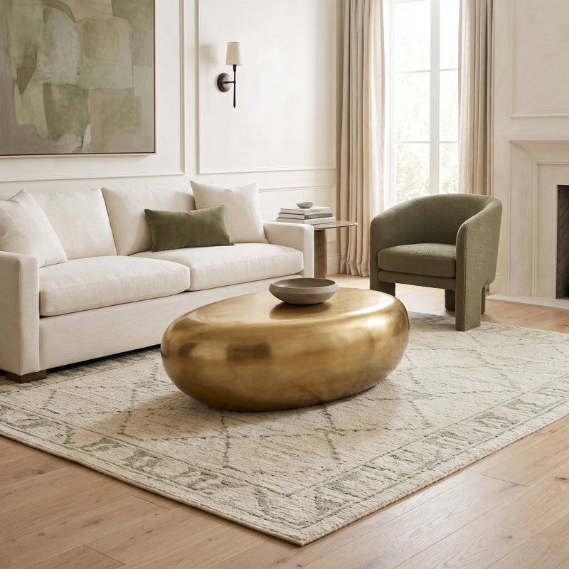 Liquid Gold River Stone Solid Coffee Table, 14" H x 42" L x 26" W