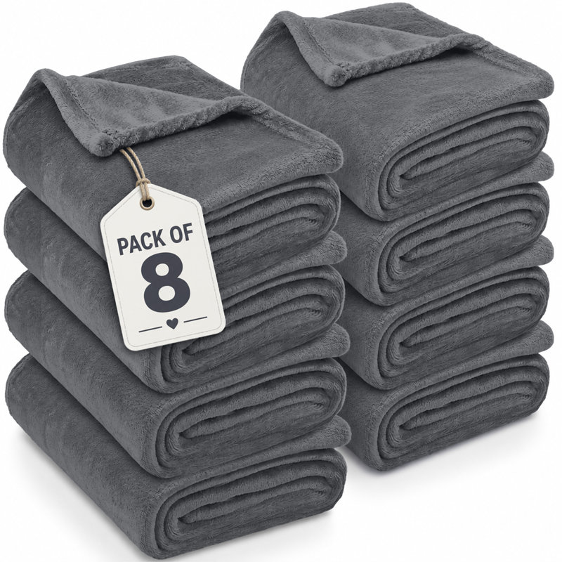 Ultra-Soft Hotel Quality Reversible Plain Weave Fleece Throw Blanket, S.KING, GREY