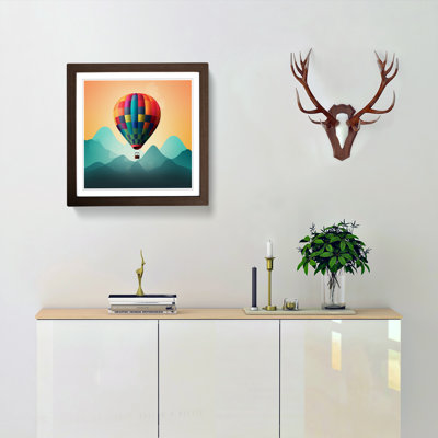 Hot Air Balloon Minimalism - Single Picture Frame Print on Wood
