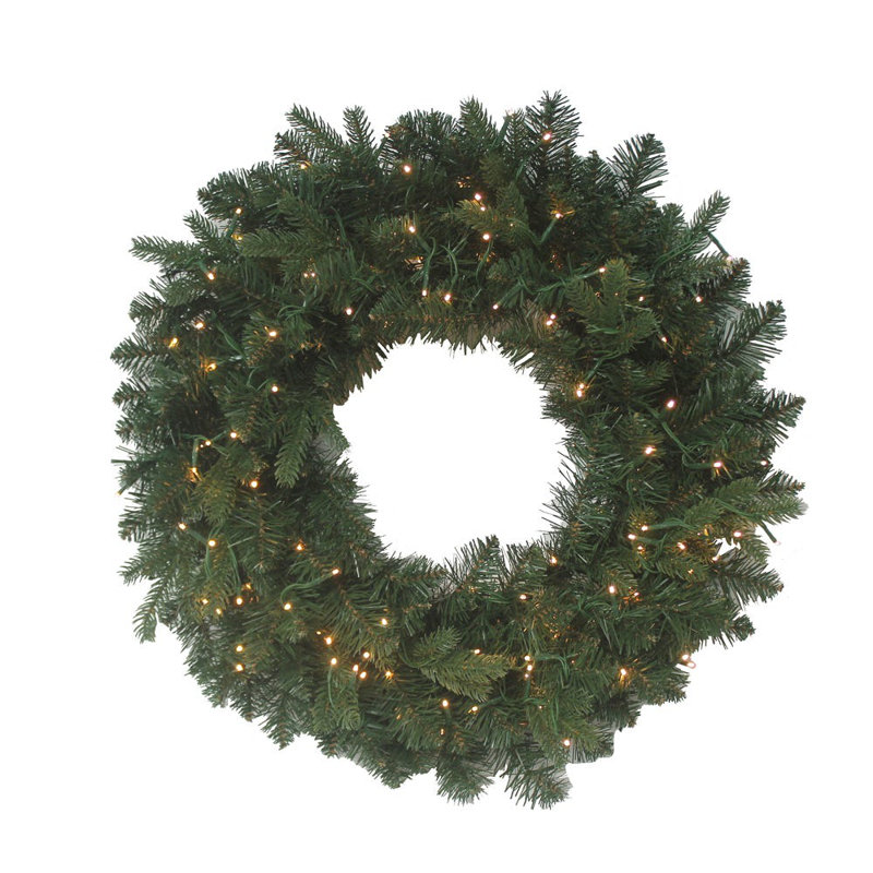 Kurt Adler Pre-Lit Warm White LED Noble Fir Wreath, 24" H x 24" W x 5" D