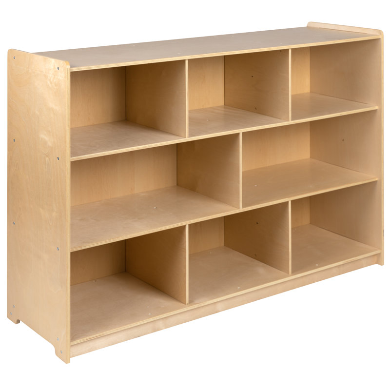 Natural Birch Wooden 8-Cube Kids Storage Cabinet