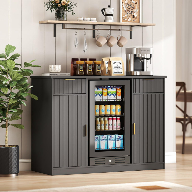 Armoire à café 53 po avec mini-réfrigérateur et prise de courant