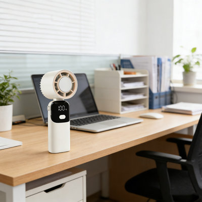 Kbndieu 2026 Model Handheld Fan - Mini Powerful Wind Digital Display Long-Range Battery-Powered Portable Outdoor Forceful USB Fan