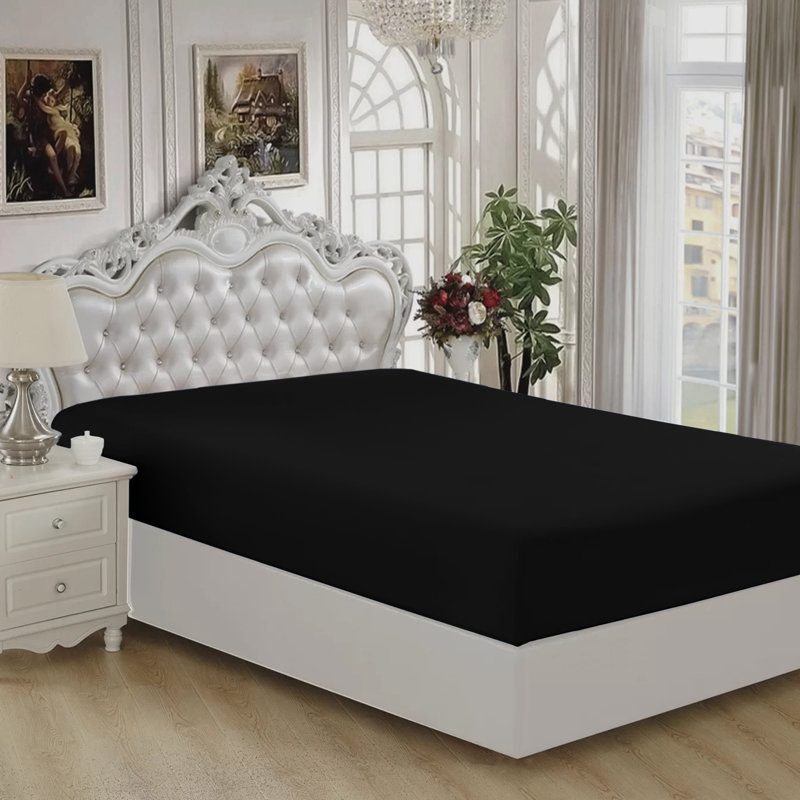 Lieselotte Extra Deep 100% Microfiber Brushed 40 cm Fitted Sheet, Kingsize (5'), Black