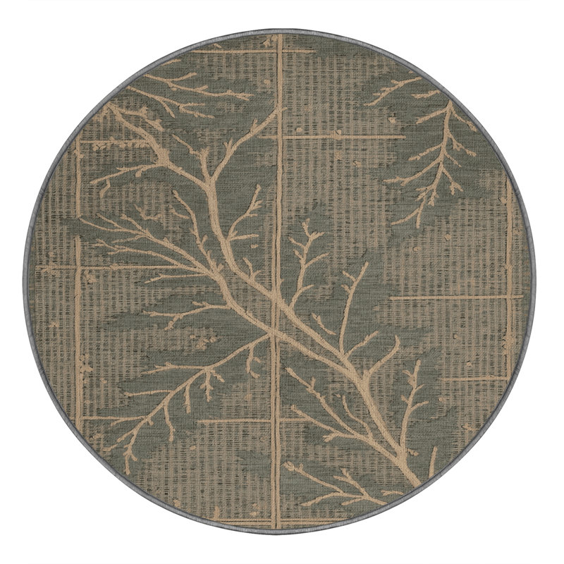 Tapis gris lavable à la machine, Rond 4 pi