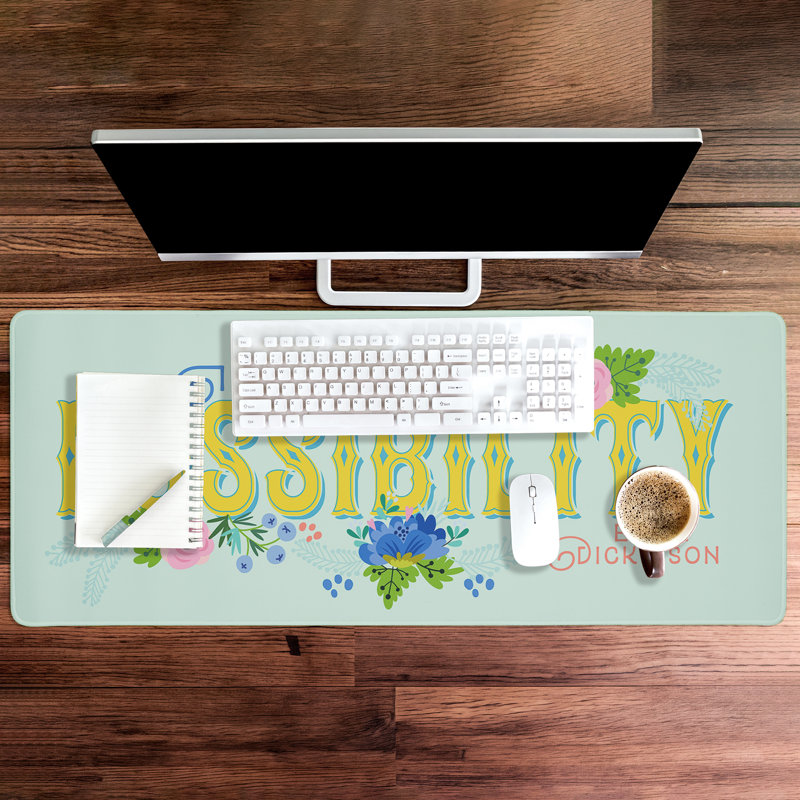 Tapis de bureau à motif de citation Dwell In Possibilité, design par Tammy Apple, 40 x 16
