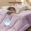 Édredon surdimensionné très grand avec surpiqûre en duvet synthétique pour lit simple - mauve clair, édredon toutes saisons-120704669-126171489