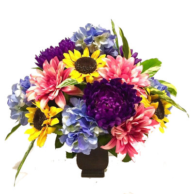Faux Silk Mixed Assortment Arrangement in Vase