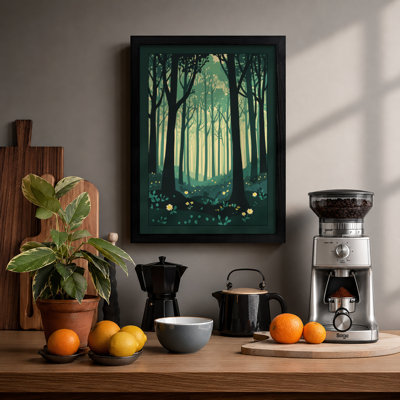 Forest Clearing at Dawn Scandinavian - Framed Print