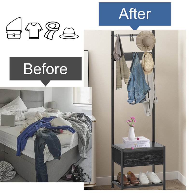 Portemanteau polyvalent et polyvalent pour la chambre à coucher, le couloir et plus encore - parfait pour suspendre des vêtements, des sacs et des serviettes