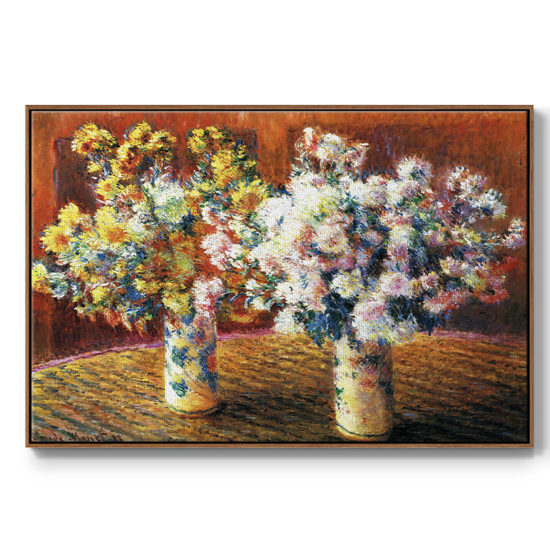 «Two Vases With Chrysanthems», 1888, reproduction d'art sur toile, Noyer, H 17 po x l 25 po x P 2 po