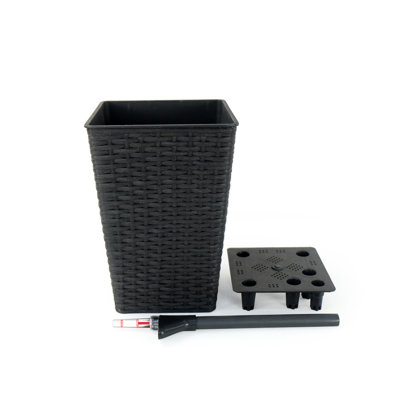 2 Self-Watering Square Planters - , Crafted For Stylish Indoor And Outdoor Plant Displays Hand Woven , To Harsh Conditions Use