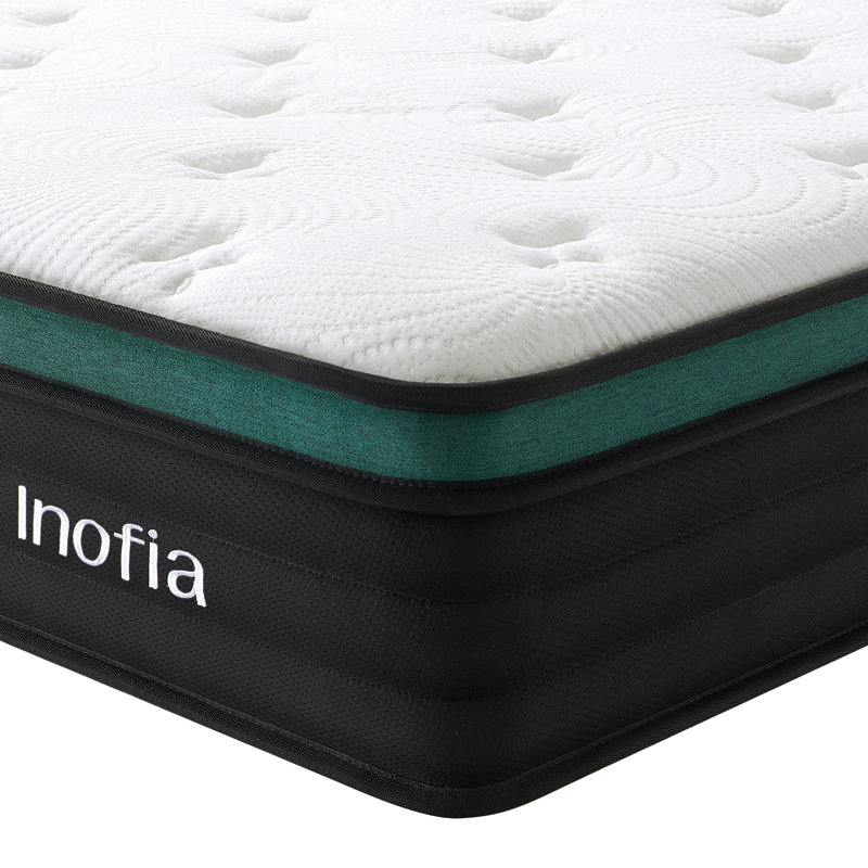 Inofia Mattresses Hybrid Mattress Pocket Sprung Motion Isolation, Airflow Layers, Medium Firm, Triple-Layer Support Foam, Enhanced Pressure Relief , Mattress in a Box