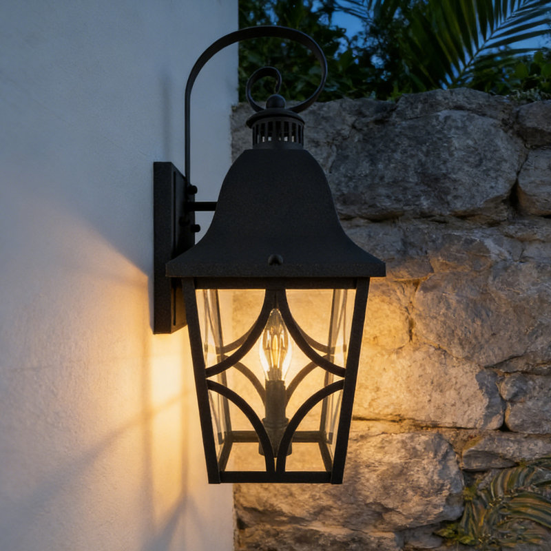 Outdoor Waterproof Wall Light with Clear Glass Shade