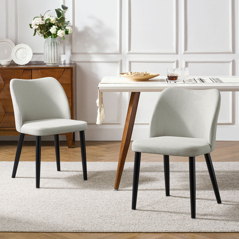 Odon Mid-Century Modern Dining Chair With Solid Wooden Legs Set Of 2, Grey