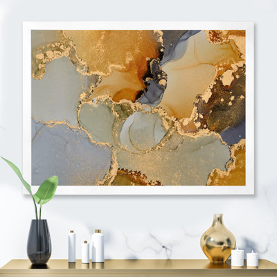 Art abstrait fluide brun et noir - peinture sur toile