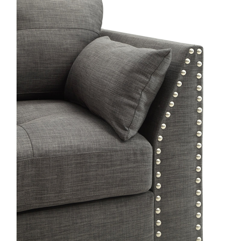 Laurissa Light Charcoal Linen Chair W/3 Pillows