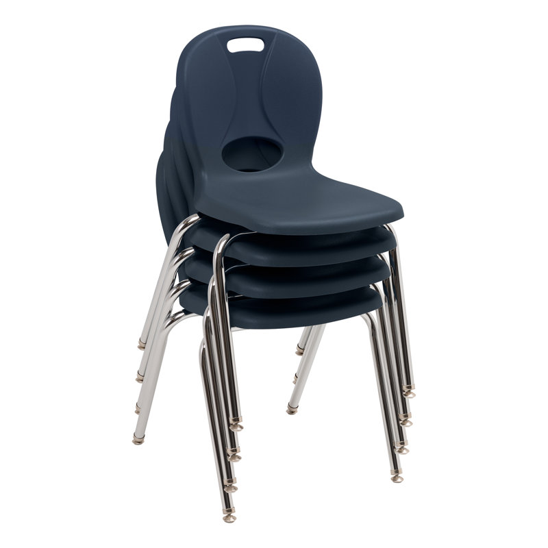 Structure Series Plastic Stacking Classroom Chairs with Contoured Seats (Set of 20), Navy, 12"