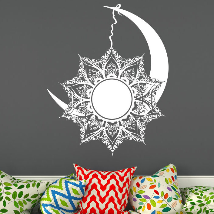 Décalcomanie murale autocollante en vinyle lune Natazhat, Blanc