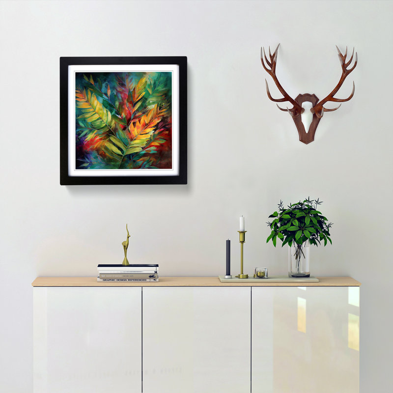 Tropical Leaf Abstract Art - Framed Print, Black