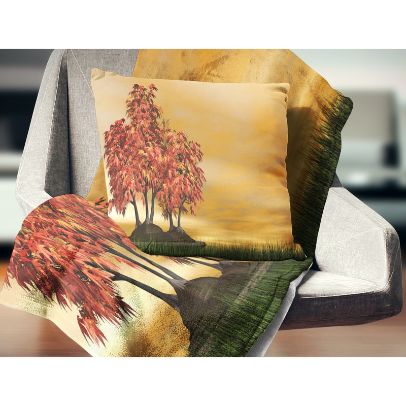 Bonsai Landscape - Coussin à imprimé paysage, 16 po x 1 po, Coussin décoratif